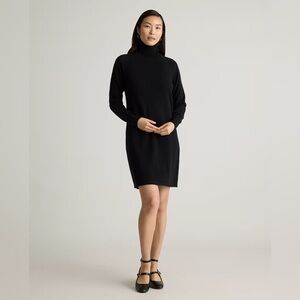 NWOT Quince 100% cashmere Turtleneck Mini Dress Black Medium